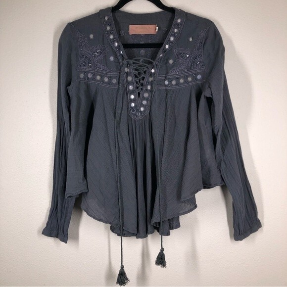 Wildheart By Eternal Sunshine Creations Boho Top Embellished Swing Long Sleeve S - Picture 1 of 10